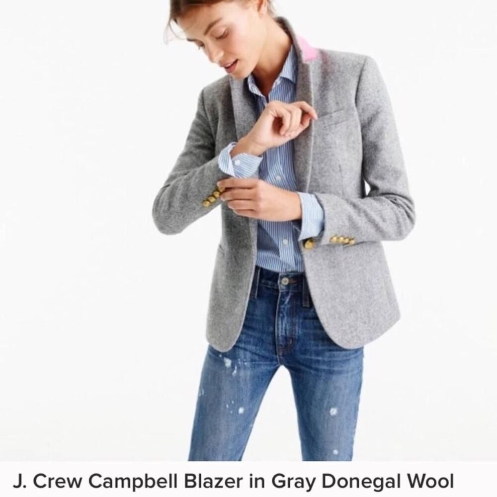 J. Crew Campbell Blazer Size 6 Gray Donegal Wool Classic Prep Academia - Picture 2 of 12